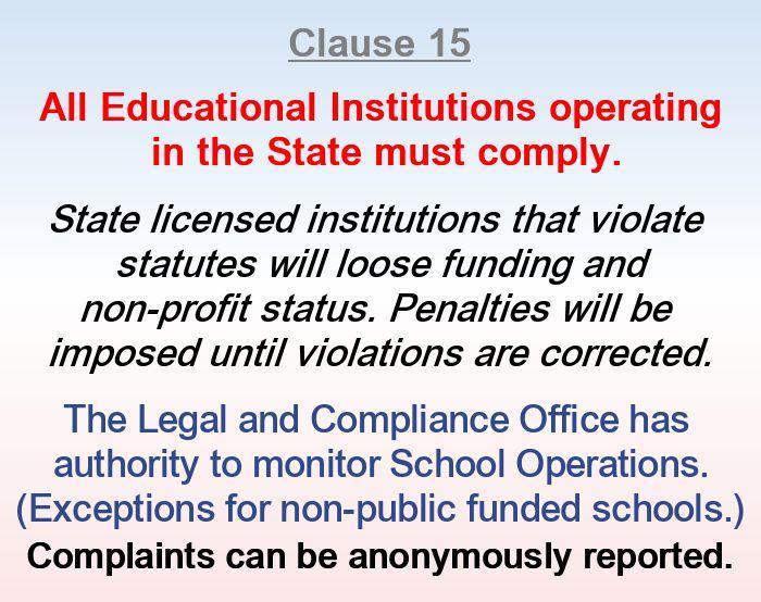 All Educational Institutions operating in the State must comply.