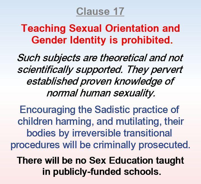 Teaching Sexual Orientation and Gender Identity is prohibited