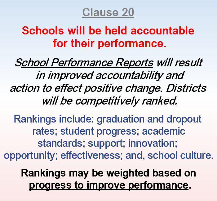 Schools will be held accountable for their performance.