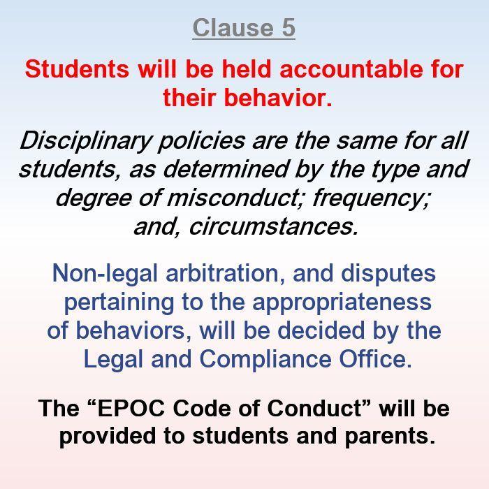 Students will be held accountable for their behavior