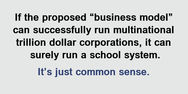 The proposed “business model”  can successfully run multinational  trillion dollar corporations